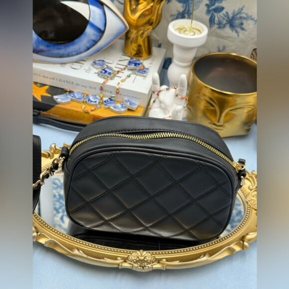 🆕 TORY BURCH 🧿 NWOT Savannah Chain Link Camera Bag Black Leather AUTHENTICATED - Picture 9 of 16